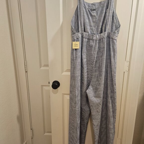 NWT Blue and White Striped Cotron Jumpsuit - Picture 4 of 5